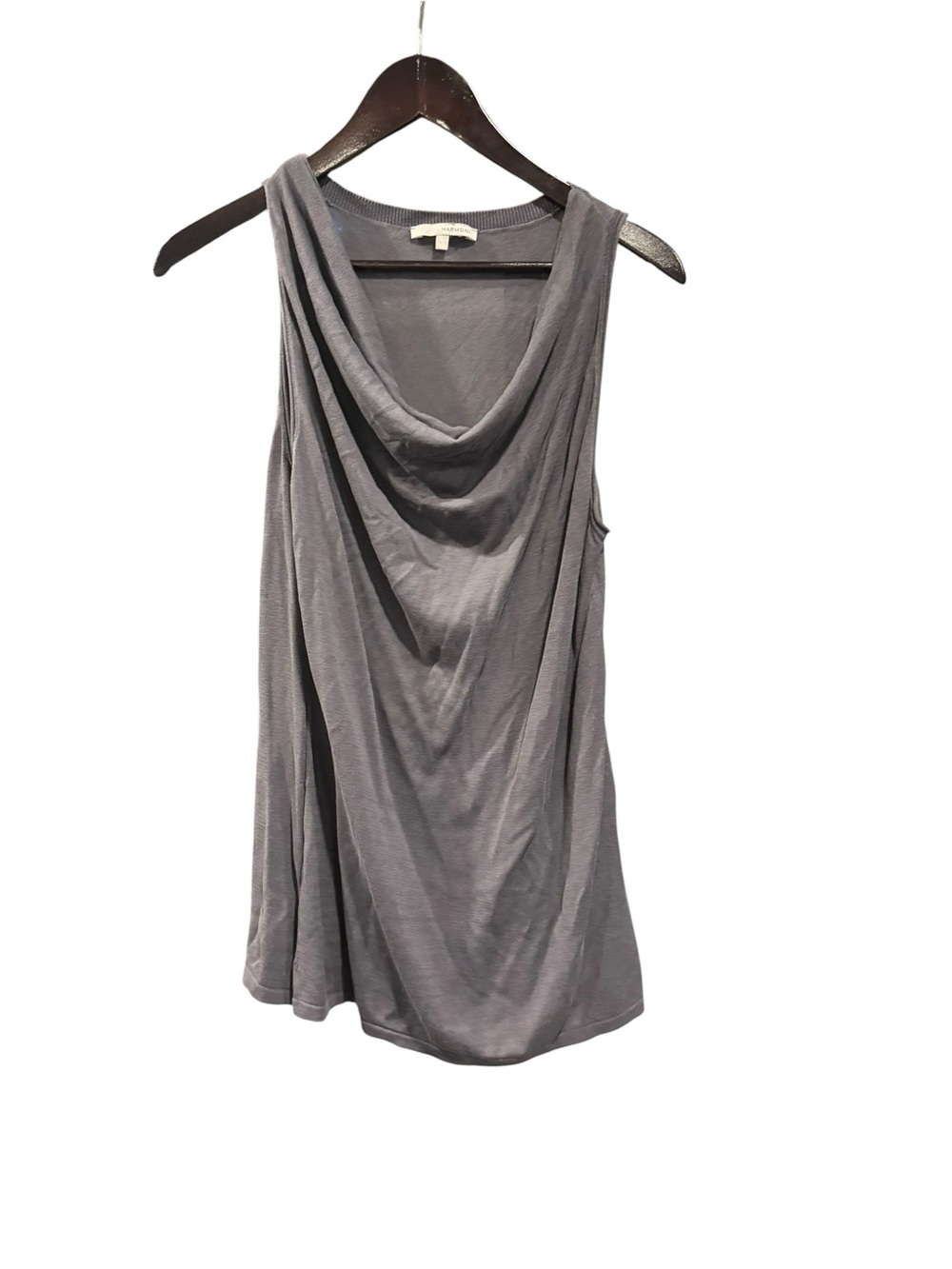 Draped Cowl Neck Tank Top - Gray